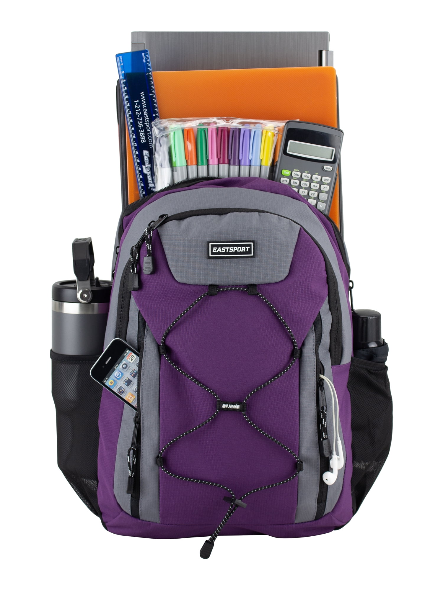 Eastsport Unisex Axis Sport 18.5" Bungee Backpack, Berry Parfait