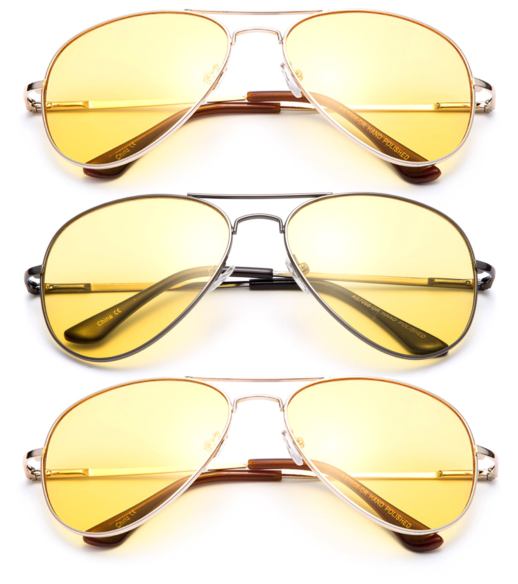 Polarized Aviator Sunglasses Spring Hinge New Classic Metal Frame Driving Lens 