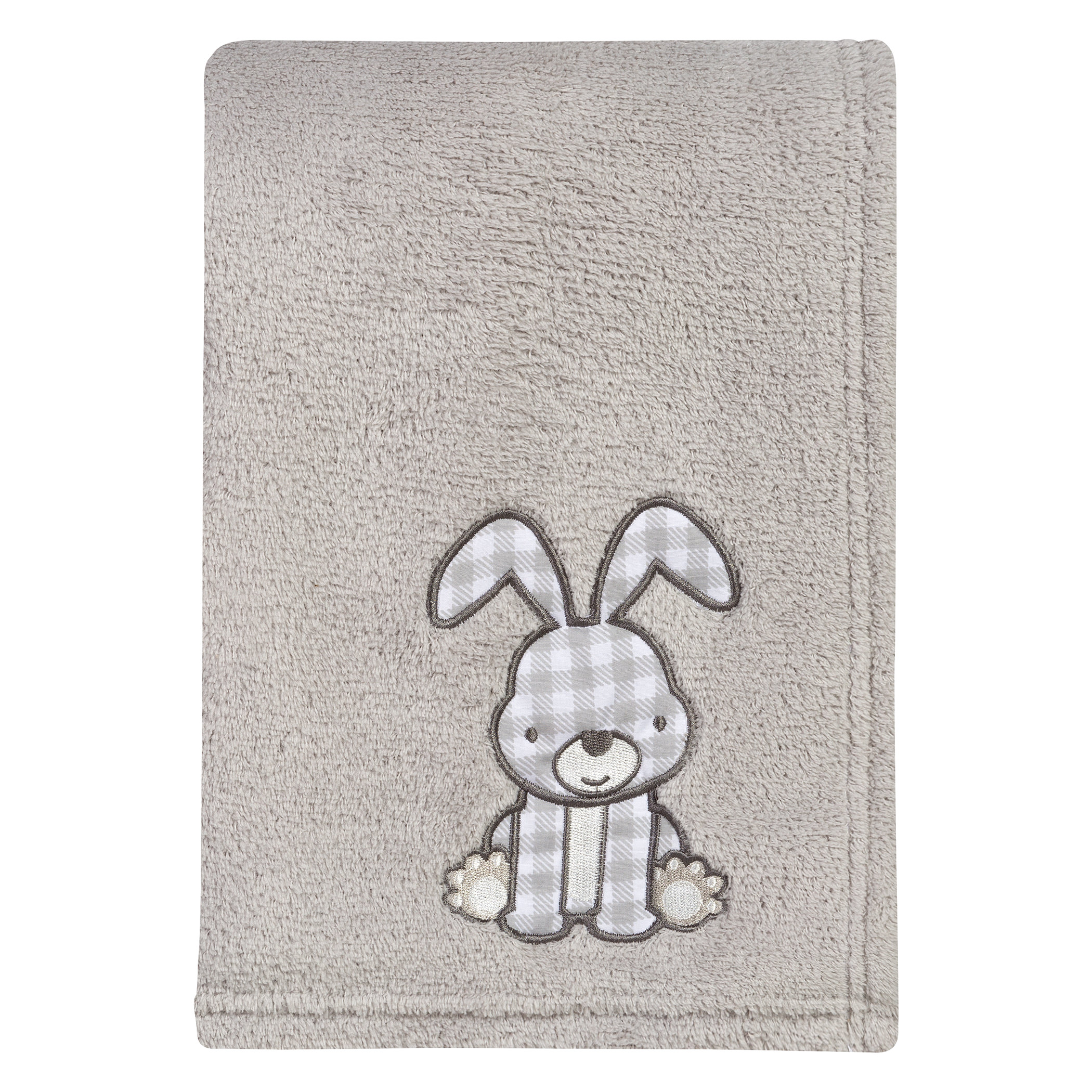 Gray Bunny Plush Baby Blanket