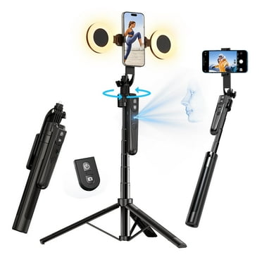 Extendable Auto Face Tracking Tripod 360° Rotation with Light, No App, 70.9" Motion Sensor Phone Tripod Stand, Face Body Phone Camera Mount Gesture Control for Vlog/Live Stream/Video Recording