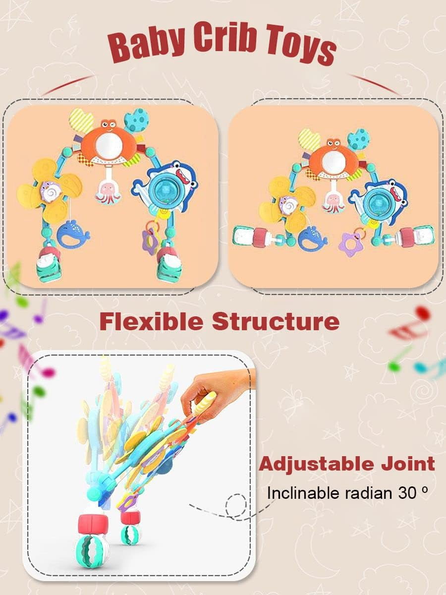 Ludolm Baby Stroller Arch Toys, Travel Car Seat Toys, Baby Play Arch Crib Accessory Toys, Mobile for Bassinet, Pram Activity Arch Bar Toys for Babies Infants