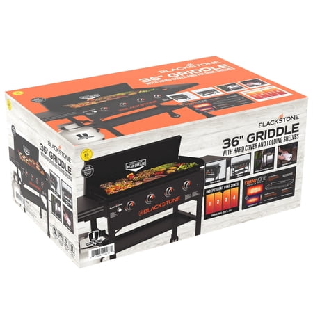 BLACKSTONE ORIGINAL OUTDOOR GRIDDLE, 36 INCH 4-BURNER FLAT TOP GRILL WITH HARD COVER, BLACK