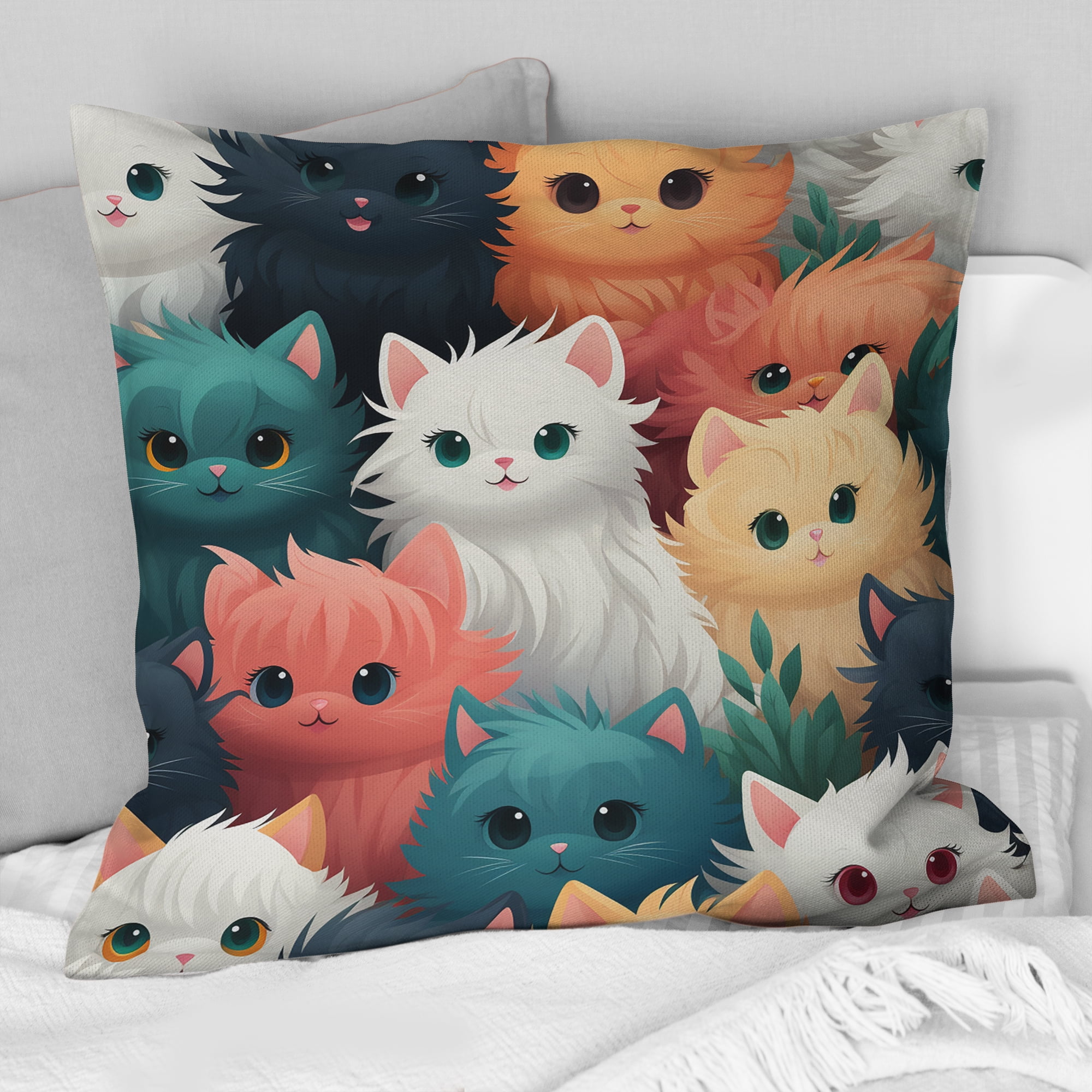 Designart Kitten Cuddles II Animal Throw Pillow Traditional Pillow For Couch Insert And Pillows Covers For Bedroom Decor