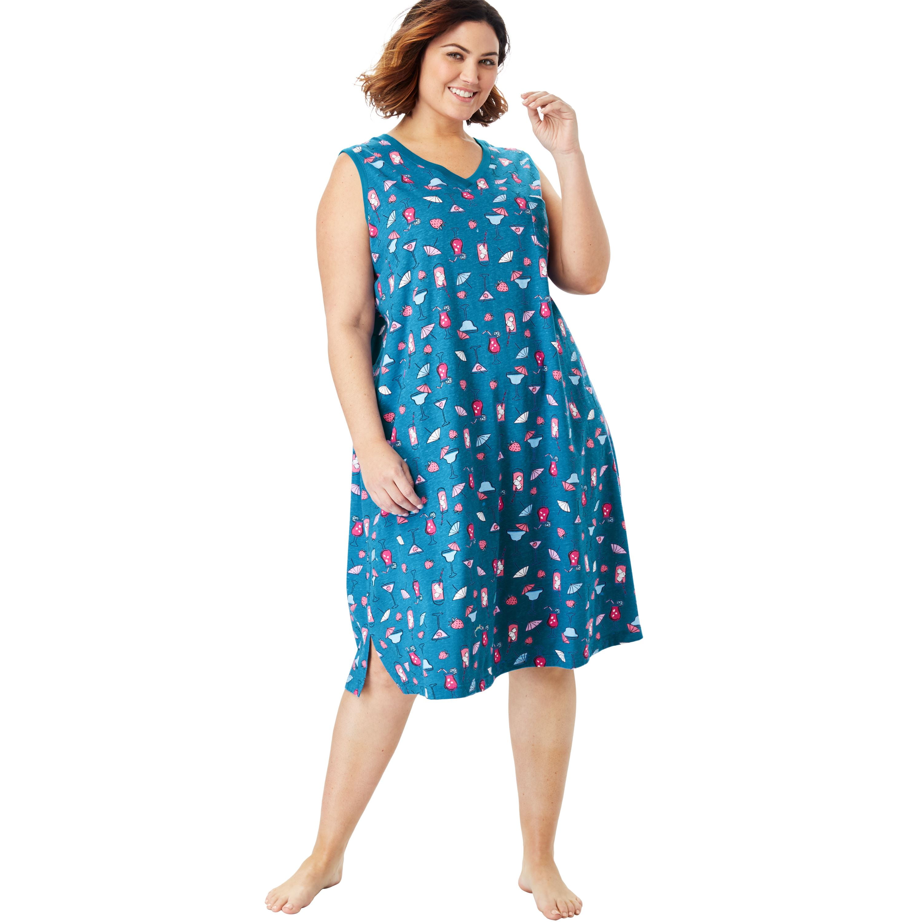 Comfortview Dreams & Co. Plus Size Sleeveless Sleepshirt Walmart
