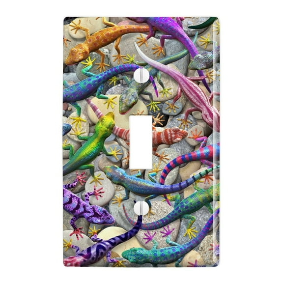 Gecko Lizards Reptile Rock Group Plastic Wall Decor Toggle Light Switch Plate Cover