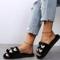 thumbnail image 4 of Up to 65 off!Lolmot House Slippers for Women Women's Warm Cute Plush Slippers Faux Fur Rhinestone Butterfly Open Toe Slip on Home Shoes Soft Soled Slide Slippers, 4 of 5
