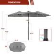 thumbnail image 6 of CHYVARY 15 x 9ft LED Double-Sided Patio Market Umbrella Outdoor with LED Lights for Garden, Deck and Pool,Gray, 6 of 7