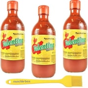 Valentina Hot Sauce, Salsa Picante, Yellow Hot Sauce, 3 Bottles Includes Munchie Box Basting Brush