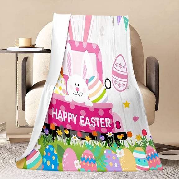 AUQCO 1PC Blanket, Soft Throw Blanket, Cozy Blanket, Couch Throw Blanket, Easter Bunny Print, 70x100cm