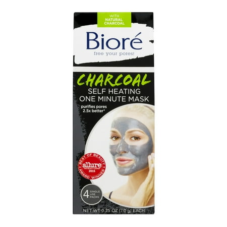 Biore Charcoal Self Heating One Minute Mask - 4 PK, 7.0 G - Walmart.com