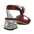 thumbnail image 4 of XYD Women Crystal Buckled Ankle Strap Sandals Strappy Open Toe Low Block Heels Charming Prom Dressy Shoes Size 9 Wine Red, 4 of 4