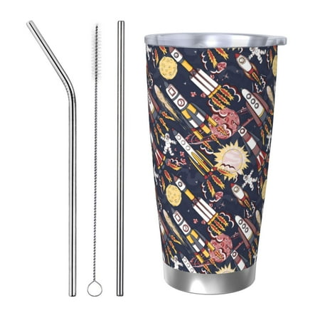 

Junzan Cartoon Space 1 for 20oz Stainless Steel Insulated Car Cup with Spillproof Lid - Insulated Coffee Mug Thermal Cup-Straw Three-piece Set