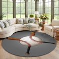 Baseball Area Rug 5', Sports Gray Background Cartoon Soft Mat Non-Slip ...