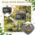 thumbnail image 4 of BXIRSM Brass Inlet Two-Zone Sprinkler Timer, IP55 Weather Resistant Automatic Irrigation Water Timer with Large LCD Display, Dual Outlet Hose Timer for Garden Lawn, 4 of 8