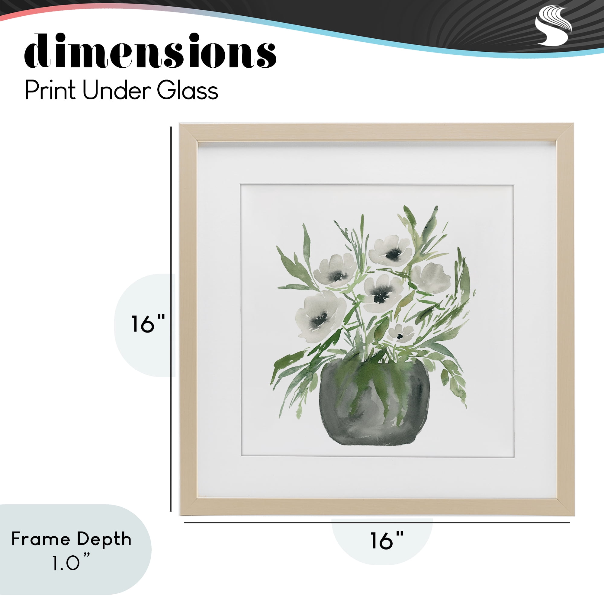 Stupell Industries Soft White Anemones Birch Framed Print Under Glass, design by Lucille Price