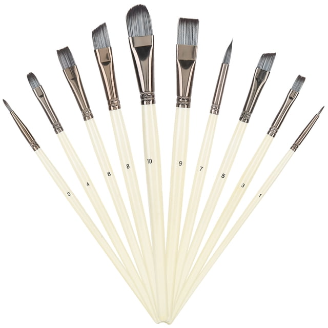 Juego de 10 pinceles de nailon para gouache, portátiles, para pintar al óleo y dibujar.