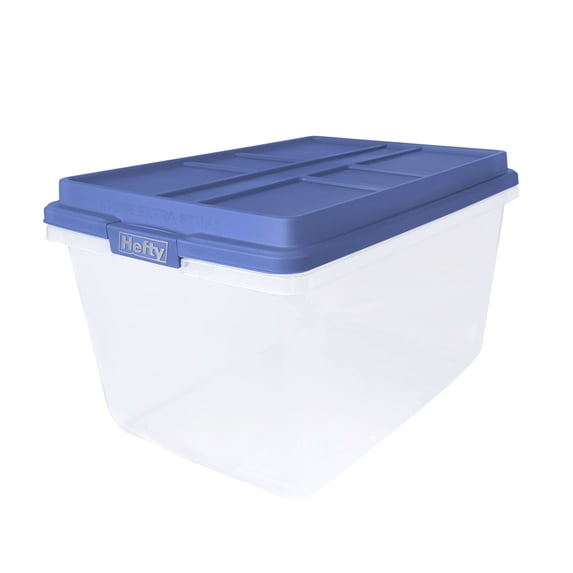 Open Box Hefty 72 Qt Hi-Rise Plastic Storage Container w/Lid, 6pk, Baja Blue