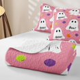 thumbnail image 4 of Feelyou Cartoon Ghost Boo Twin Quilt Set, Cute Polka Dot Twin Coverlet Set, Pink White, 2 Pieces, 1 Comforter and 1 Pillowcase, 4 of 7