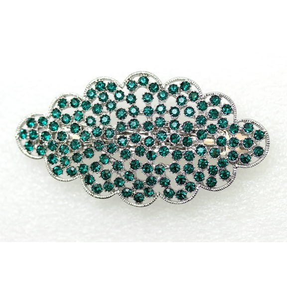 Faship Gorgeous Green Floral Hair Barrette Clip - Emerald