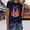 Dark Blue, variant on Graphic Tees for Women Carnival Striped Casual Top for Festive Wear with Crew Neck and Short Sleeves Daily and Party Friendly Women’s T Shirt Red S