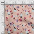 thumbnail image 1 of oneOone Cotton Jersey Peach Fabric Flower & Leaves Watercolor Dress Material Fabric Print Fabric By The Yard 58 Inche Wide, 1 of 4