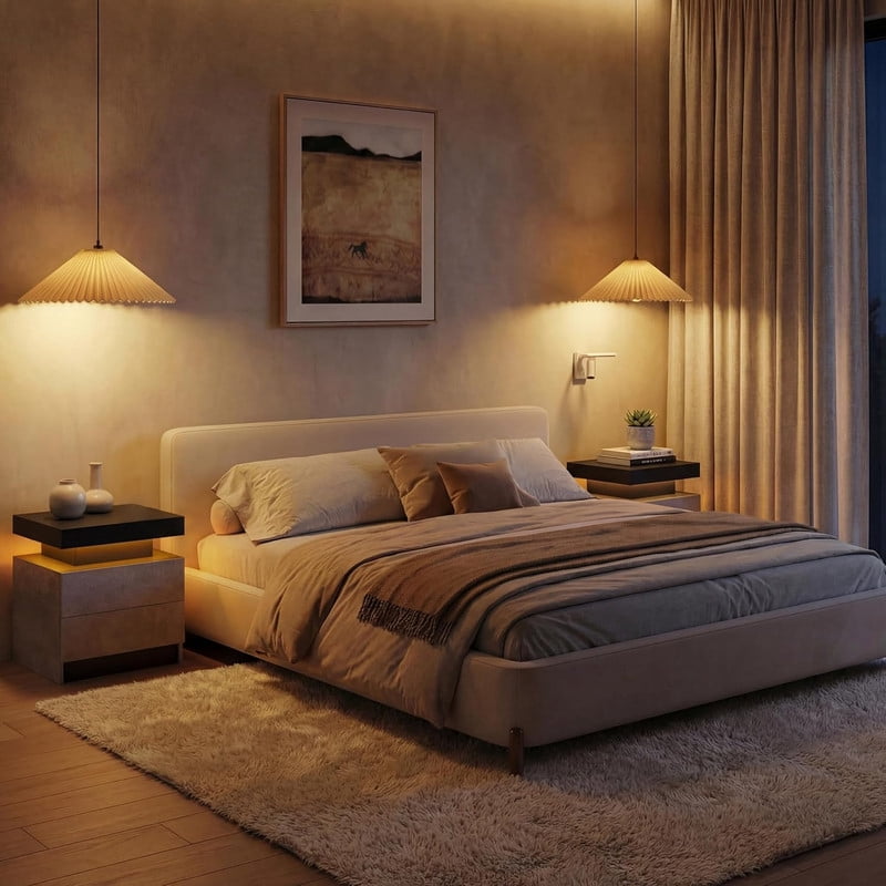 Howcool LED Nightstand, 2 Drawer Bedside Side Table with LED Lights for Bedroom Living Room