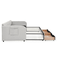 thumbnail image 6 of Tcbosik Linen Fabric Upholstered Daybed with Trundle, Side Pocket and 2 Storage Drawers, Twin Size Sofa Bed for Living Room, Guest Room, Bedroom, No Box Spring Needed, Beige, 6 of 8