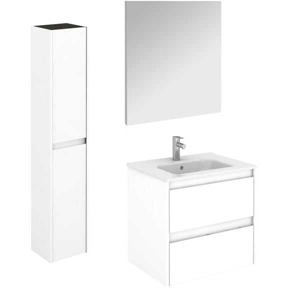 Ws Bath Collections Ambra 60 Pack 2 Ambra 24" Wall Mounted Single Basin Vanity Set - White
