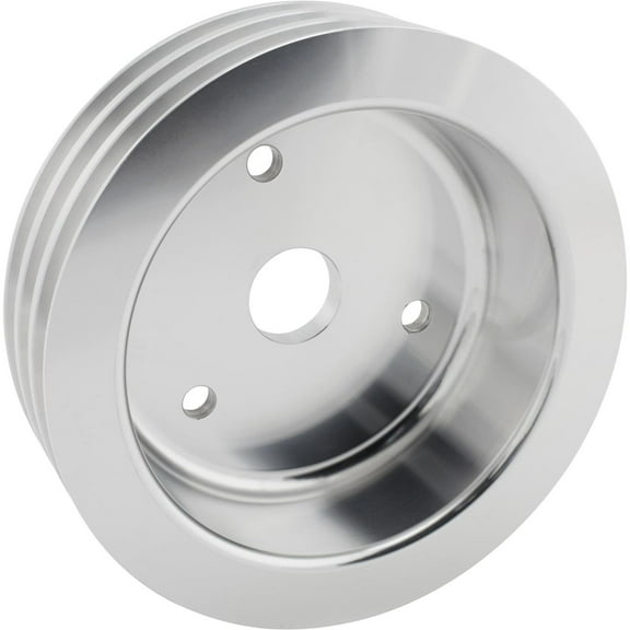 Speedway Motors SBC Aluminum Triple Groove Lower Pulley for 1955–1968 Short Water Pump Applications, Lightweight Cast Design with 6-3/8 Inch Diameter