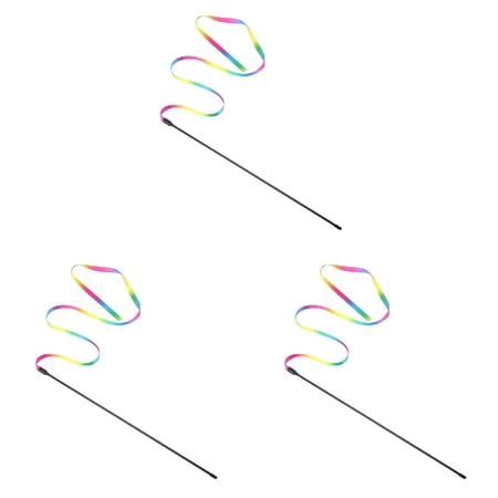 Kitten Cat Pet Toy Chaser Stick Rainbow Streamers Interactive Play Fun Toys 160 cm Red