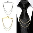 thumbnail image 4 of Mens Tie Chain Double Chains Shirt Necktie Link Chain Buckle Metal Tie Clips, 4 of 15