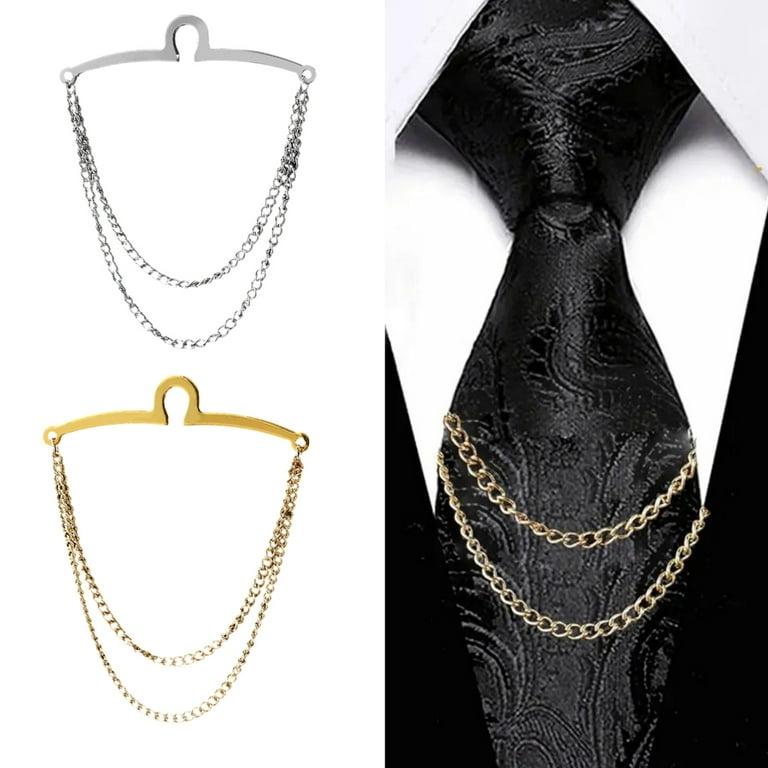 Men Tie Clip Necktie Link Chain Jewelry Gift for Business Wedding