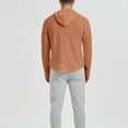 thumbnail image 3 of Mens Shirts Long Sleeve Hooded Solid Color Loose Shirt Orange XXXL, 3 of 3