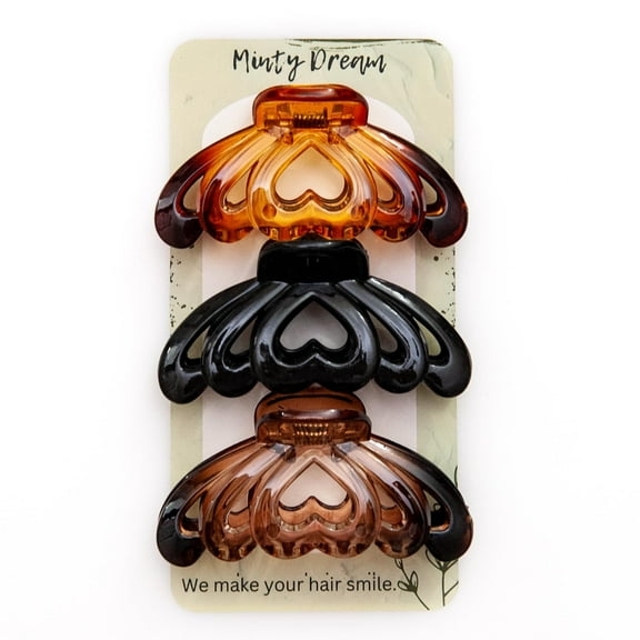 Minty Dream Medium Size Plastic Claw Clip in Assorted Neutral Colors 3 Ct for Women