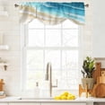 thumbnail image 4 of Abstract Beach Tie Up Valances Curtain, Adjustable Kitchen Light Blue Beige Ombre Ocean Wave Coastal Sand Valances for Windows Decor, Rod Pocket Short Curtains Set for Bedroom/Bathroom, 54"x18", 4 of 9