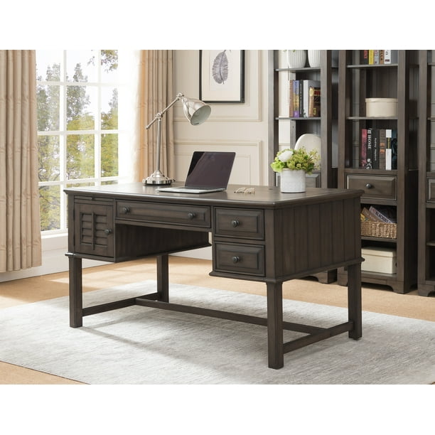 Alois Home Office Workstation Computer Desk Distressed Gray