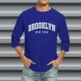 thumbnail image 2 of LUOGENLI T-shirts pour Homme pour Hommes Hommes Manches 3/4 Lettre Nom de Ville T-shirts Confortable Col Ras du Cou Couleur Unie Coupe Tee Shirt Hauts T-shirts pour Hommes T-shirts Graphiques Fête de la Saint-Patrick Bleu TTTTG, 2 of 4