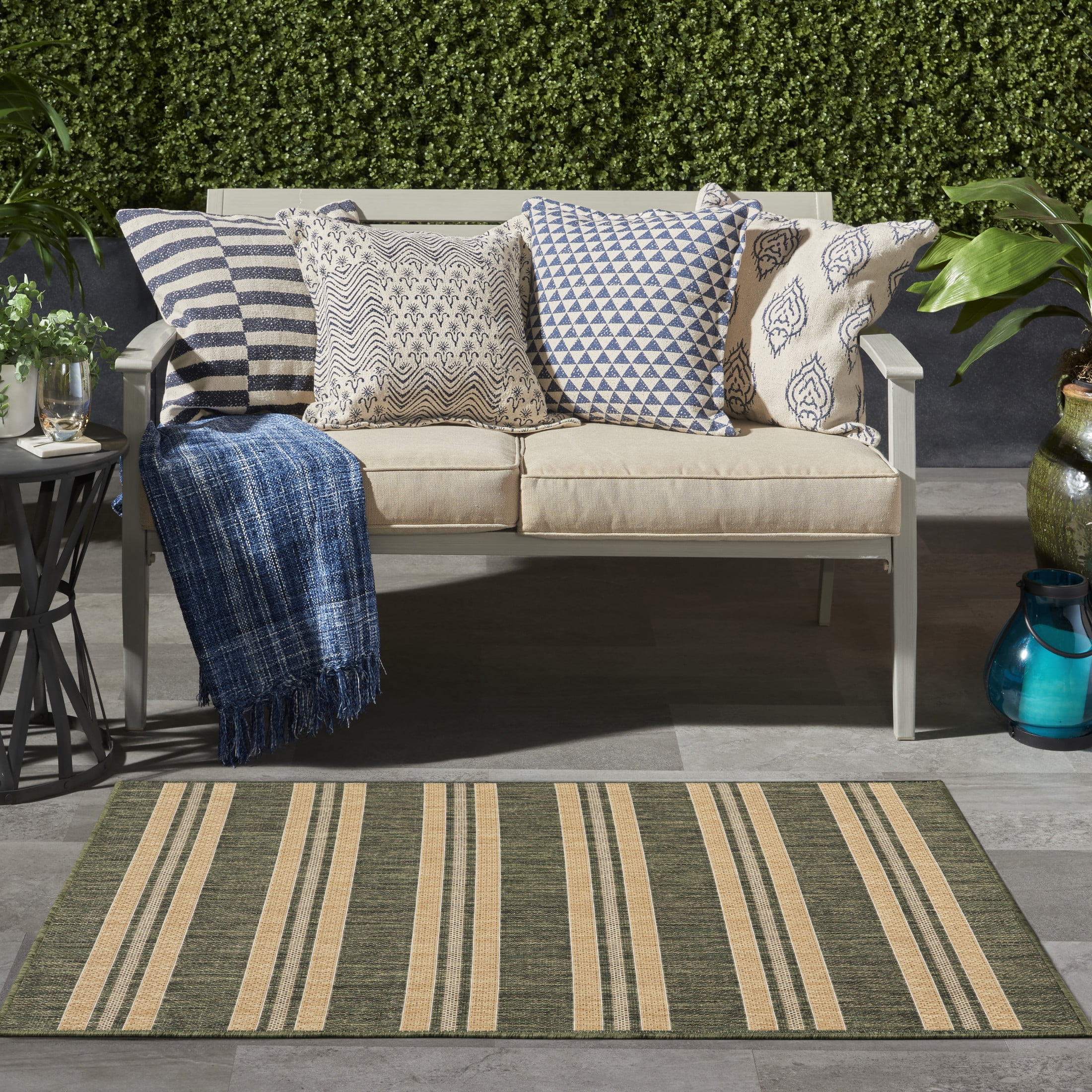 Nourison Horizon Indoor/Outdoor 3' x 5' Green Modern Rug