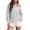 Gray, variant on Staron Women's Off Shoulder Long Sleeve Casual Sweater Double V Neck Cropped Hoodie Pullover Trendy Fall Winter Cozy Top Army Green L