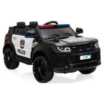 Zimtown Kids Ride On Car Police Electric Car Double Drive 12V Battery Motorized Vehicles Children's Toy Car Safe w/ Remote Control, 3 Speeds, Music, Seat Belts, LED Lights