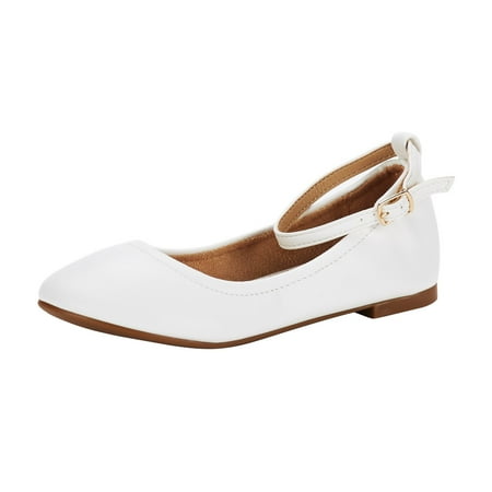 

Dream Pairs Girl s Ballerina Flat Shoes Casual Ankle Strap Mary Jane Flats SOLE-FINA-K WHITE Size 11