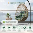 thumbnail image 3 of TOPCHANCES Egg Chair Cushion Only, Water-Resistant Outdoor Rocking Chair Cushion, Thick Papasan Seat Cushion with Ties for Patio, Porch, Balcony, Garden (Green Leaves), 3 of 8