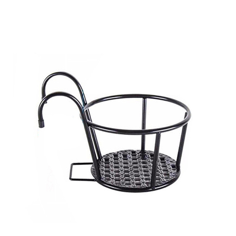 Iron Art Hanging Baskets Flower Pot Holder Over The Rail Metal Fence
