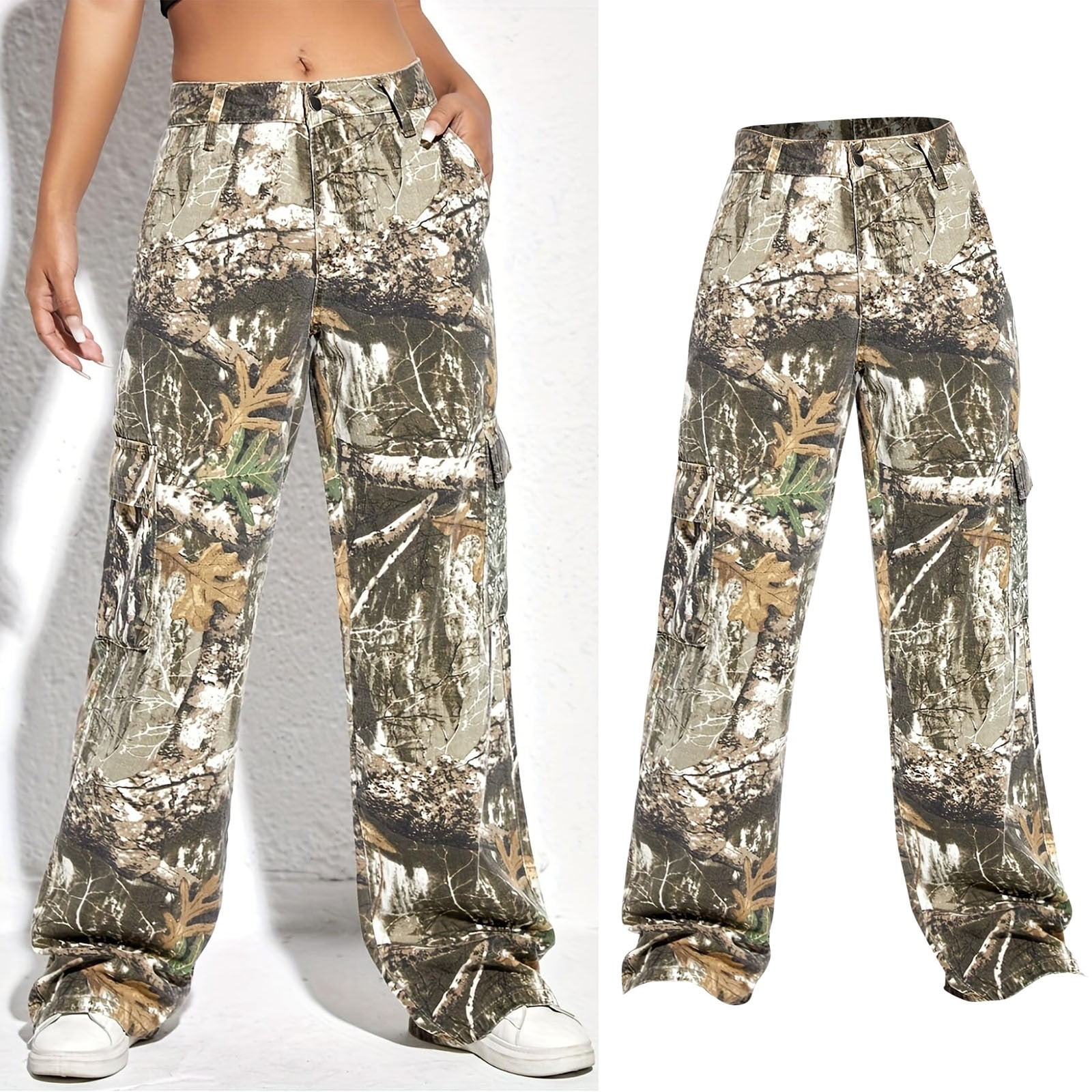Wide Leg Pants For Women, Women's Camo Cargo Pants High Waist Baggy Wide  Leg Camouflage Slim Fit Pockets Joggers Sweatpants Green - Walmart.com