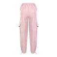 thumbnail image 6 of Miluxas Girls Cargo Pants Casual Jogger Loose Fit Streetwear Parachute Pants Pink 10-11Years, 6 of 7