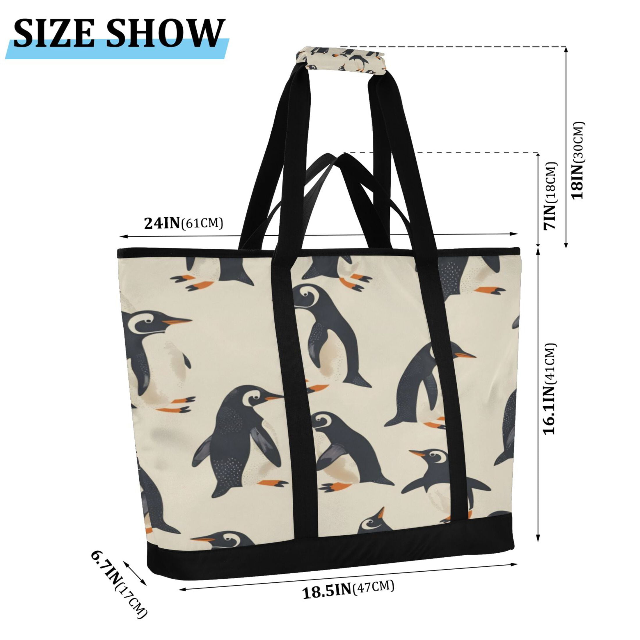 Large Hand-held Ice Pack Picnic Bag Insulation and Refrigeration Suitable for Shopping Picnics and Camping Cute Penguin