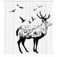 thumbnail image 3 of Ambesonne Deer Shower Curtain, Mountain and Cottage, 69"Wx84"L, Black White, 3 of 3