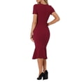 thumbnail image 3 of INSPIRE CHIC Women's Vintage Wear-to-Work Dress Short Sleeve Mermaid Bodycon Midi Dresses, 3 of 5