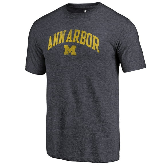Men's Heathered Navy Michigan Wolverines Hometown Arched City Tri-Blend T-Shirt