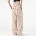 thumbnail image 7 of Hurxie Women's Cargo Pants Baggy Parachute Pants Joggers Y2k Trendy Stretchy High Waist Wide Leg Trousers with Pockets Khaki,M, 7 of 7